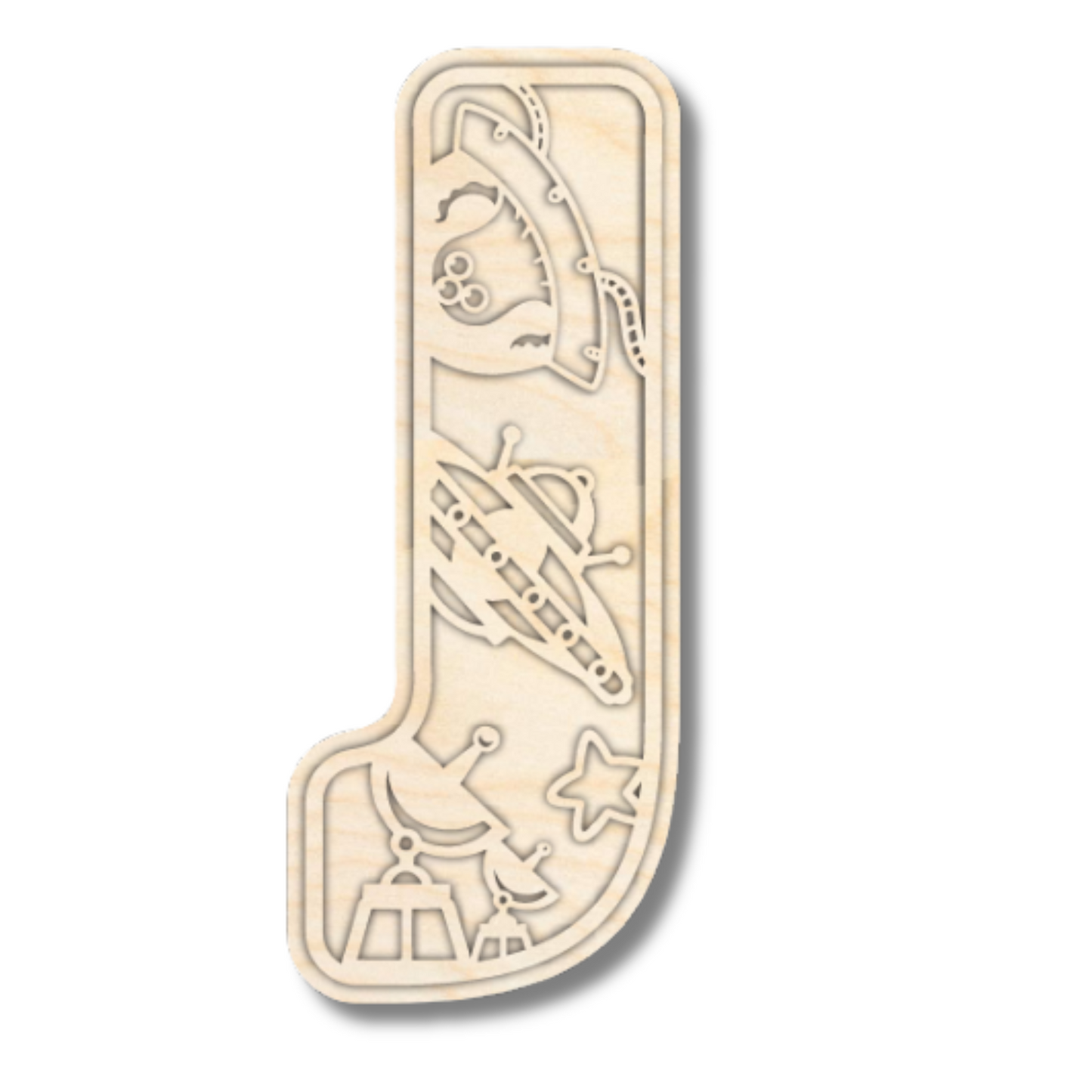 Unfinished Wood Layered Themed Letters | Space | A-Z | 2 Piece | up to 24"