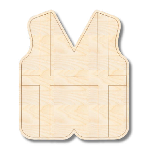 Unfinished Wood Etched Construction Vest Shape | Paint By Line Crafts | up to 30" DIY