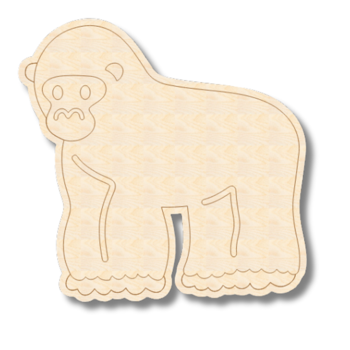 Unfinished Wood Etched Gorilla Shape | Paint By Line Crafts | up to 30" DIY