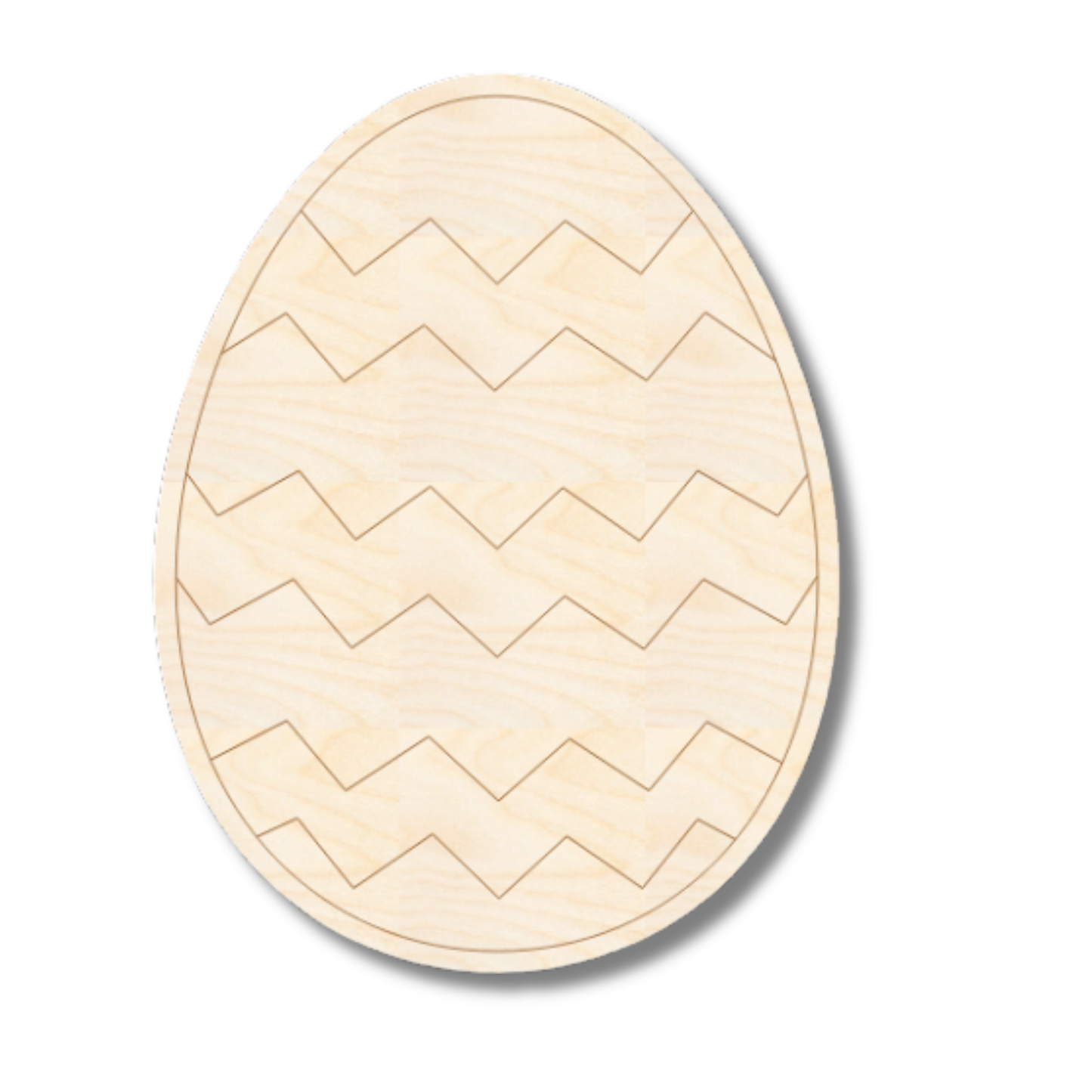 Unfinished Wood Etched Zig Zag Easter Egg Shape | Paint By Line Crafts | up to 30" DIY