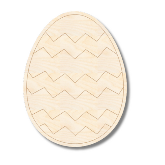 Unfinished Wood Etched Zig Zag Easter Egg Shape | Paint By Line Crafts | up to 30" DIY
