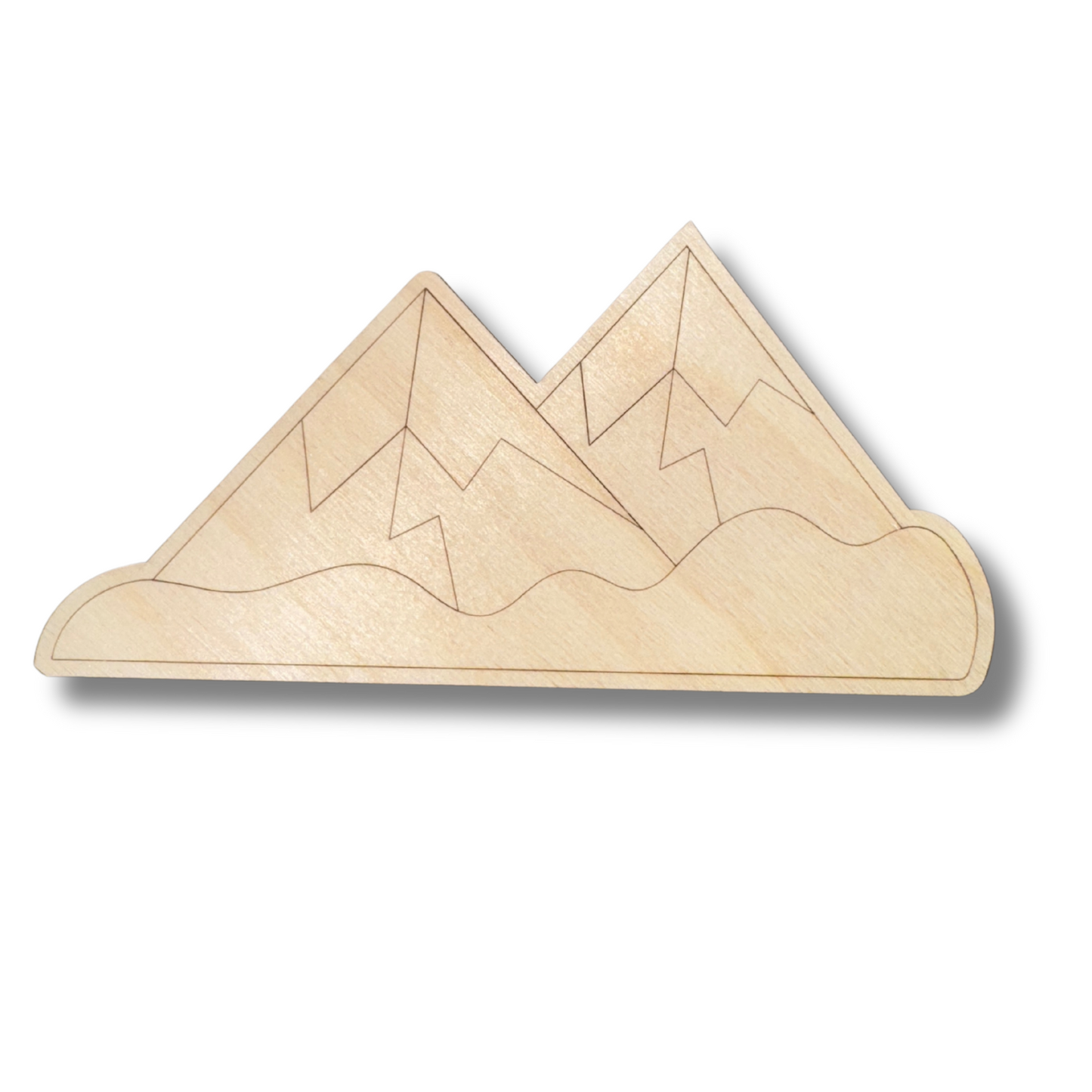 Unfinished Wood Etched Mountain Range Shape | Paint By Line Crafts | up to 30" DIY