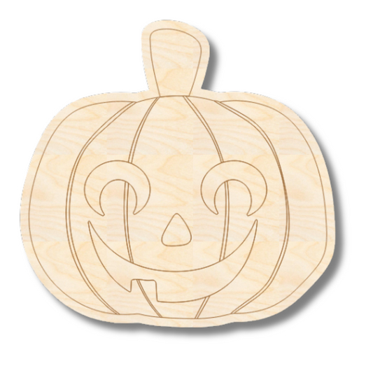 Unfinished Wood Etched Jack o' Lantern Shape | Paint By Line Crafts | up to 30" DIY