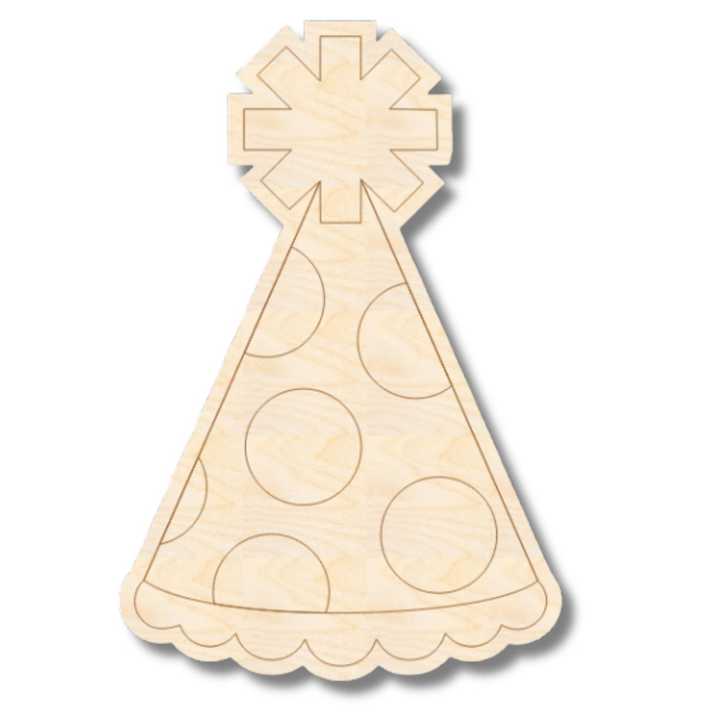 Unfinished Wood Etched Dotted Party Hat Shape | Paint By Line Crafts | up to 30" DIY