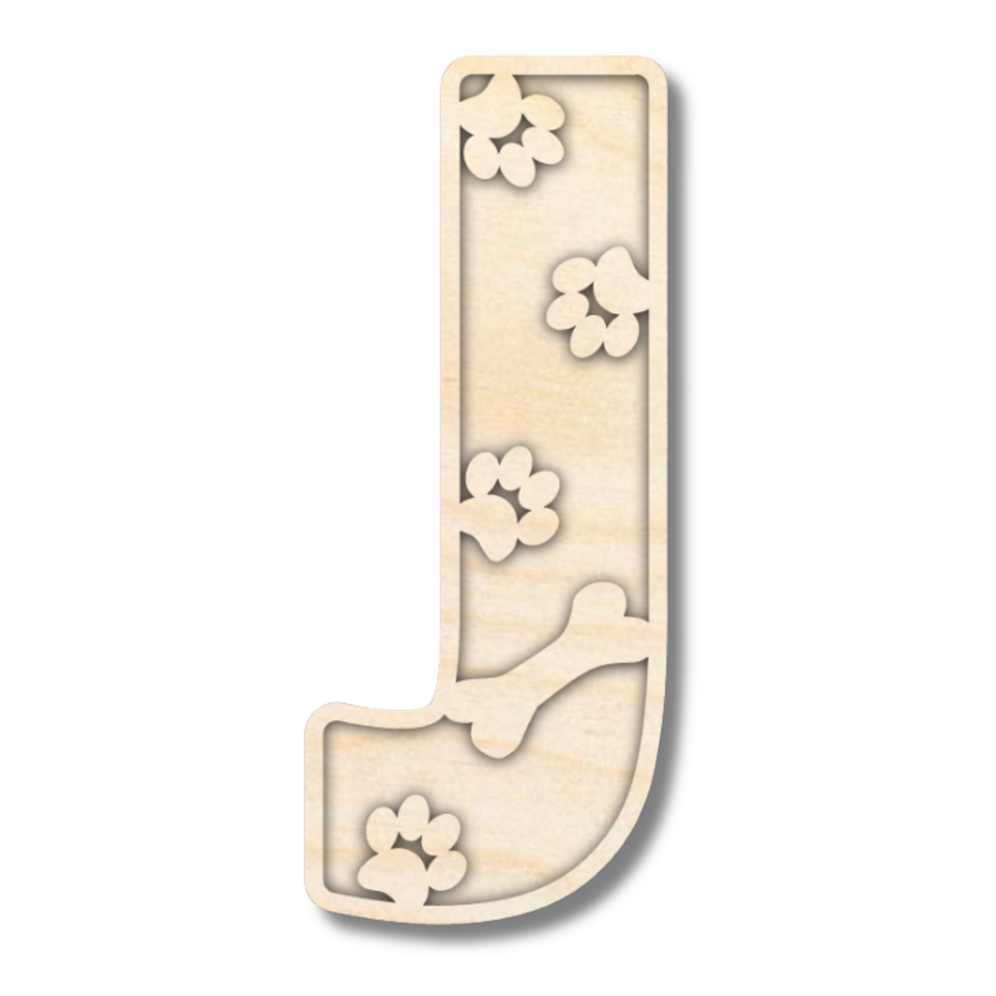 Unfinished Wood Layered Themed Letters | Paw Print | A-Z | 2 Piece | up to 24"
