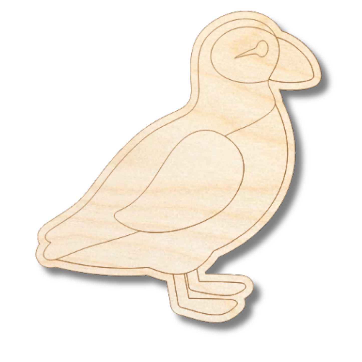 Unfinished Wood Etched Puffin Shape | Paint By Line Crafts | up to 30" DIY