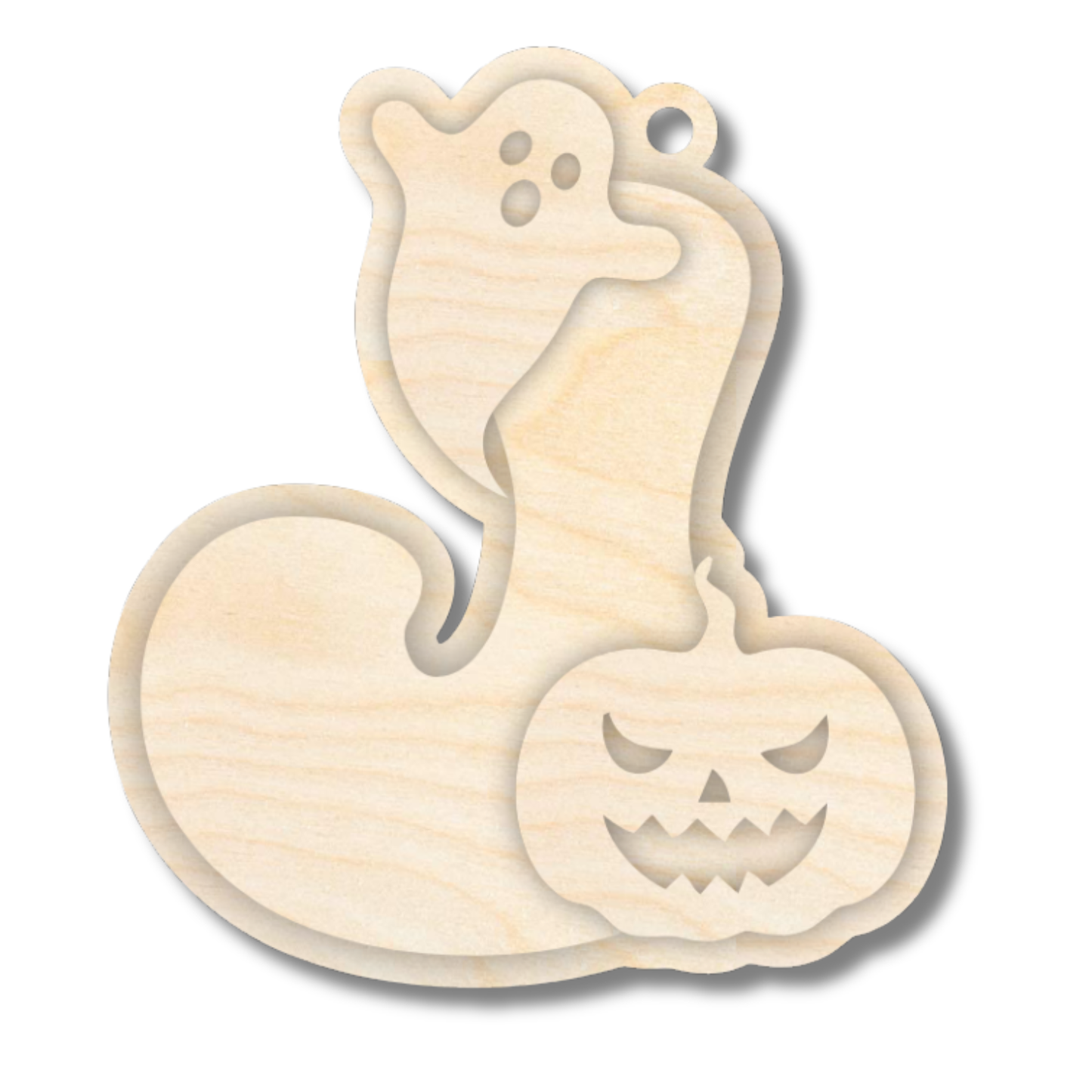 Unfinished Wood Layered Letter Halloween Ghost & Pumpkin Tags | A-Z | 4 Piece | 6" Tall | 1/8" Wood | Wood Craft DIY