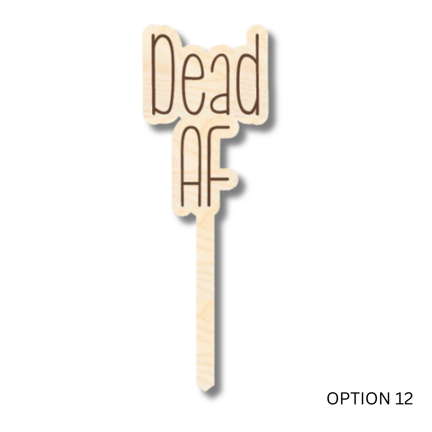 Unfinished Wood Funny Plant Stakes | 24 Options | 5" Tall | 1/8" Wood | Wood Craft Cutout