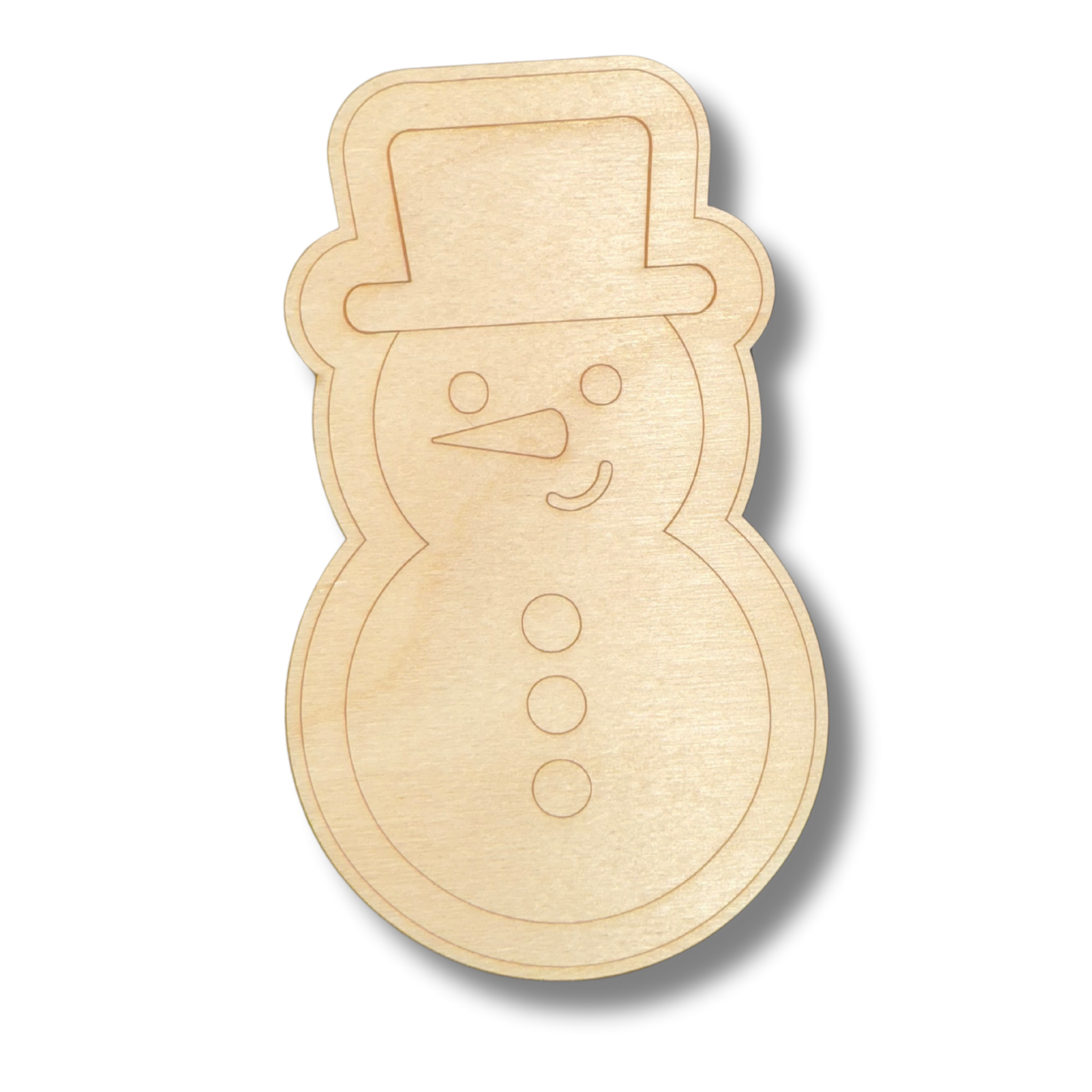 Unfinished Wood Etched Cute Snowman Shape | Paint By Line Crafts | up to 30" DIY