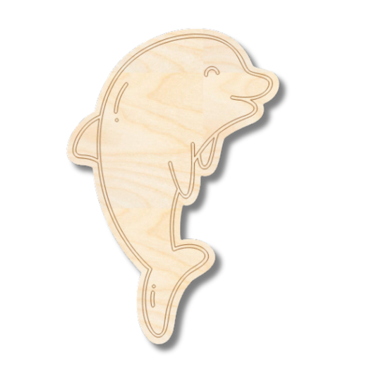 Unfinished Wood Etched Dolphin Shape | Paint By Line Crafts | up to 30" DIY
