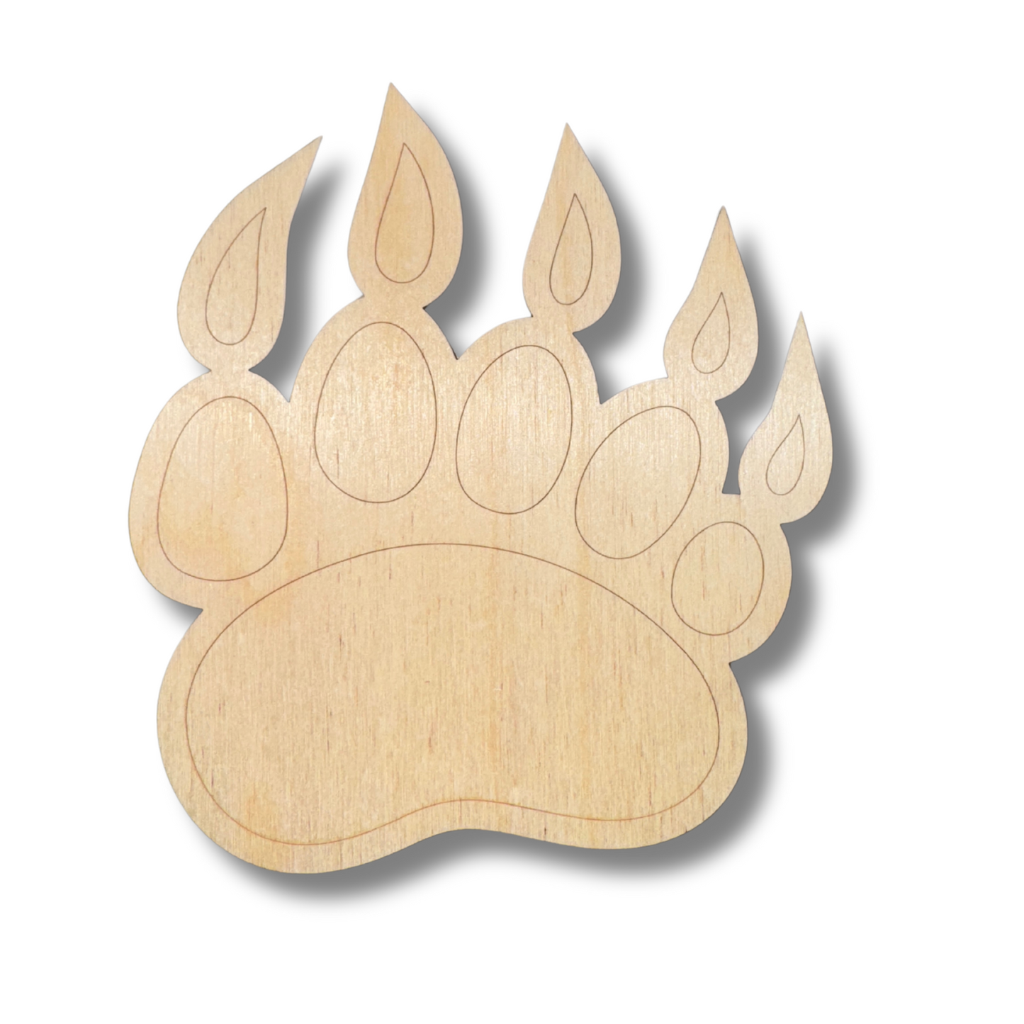 Unfinished Wood Etched Bear Paw Shape | Paint By Line Crafts | up to 30" DIY