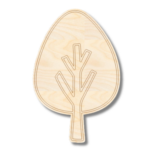Unfinished Wood Etched Farm Tree Shape | Paint By Line Crafts | up to 30" DIY