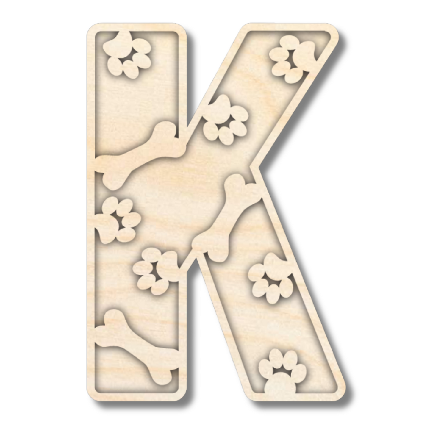 Unfinished Wood Layered Themed Letters | Paw Print | A-Z | 2 Piece | up to 24"