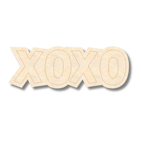 Unfinished Wood Etched XOXO Shape | Paint By Line Crafts | up to 30" DIY