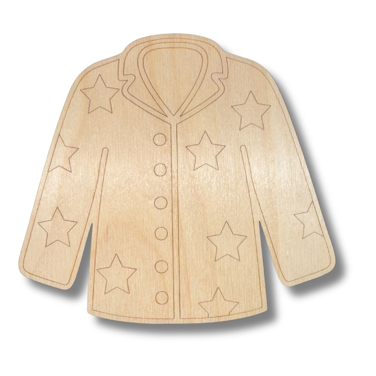 Unfinished Wood Etched Pajama Top Shape | Paint By Line Crafts | up to 30" DIY