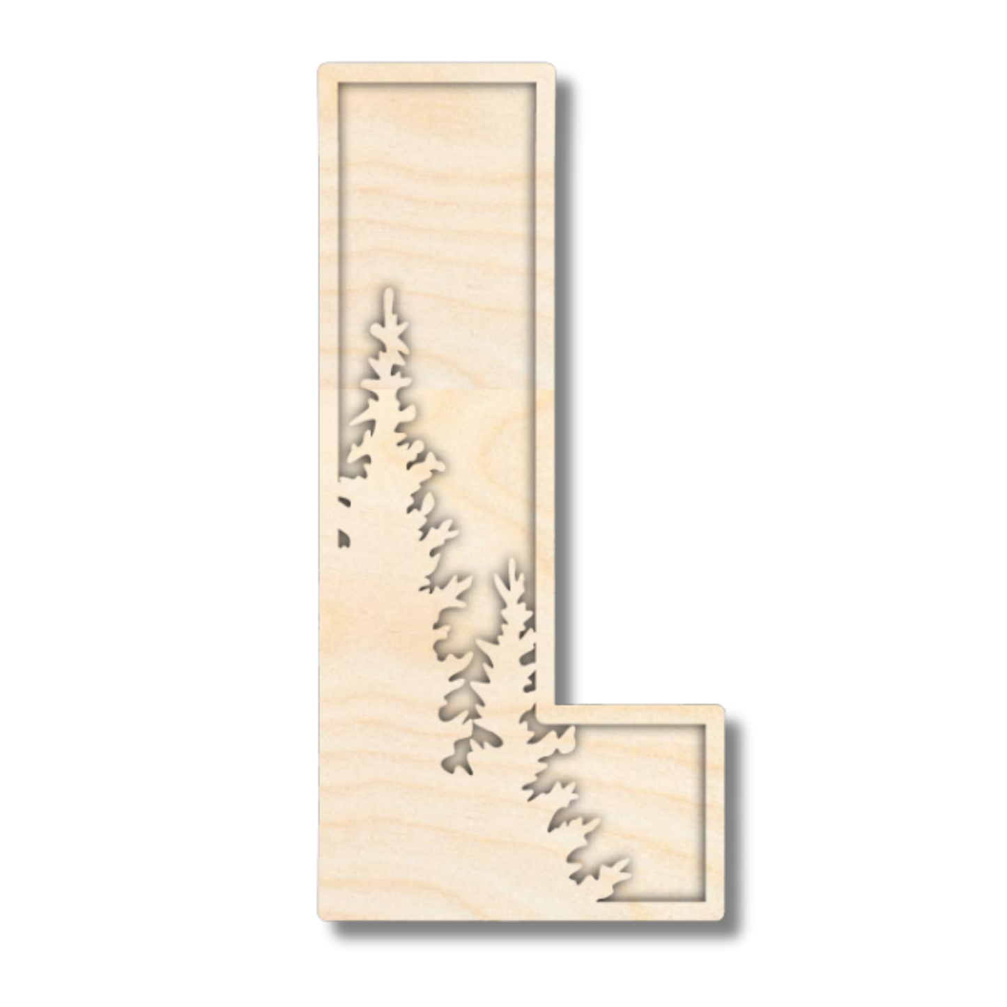Unfinished Wood Layered Themed Letters | Pine Trees | A-Z | 2 Piece | up to 24"