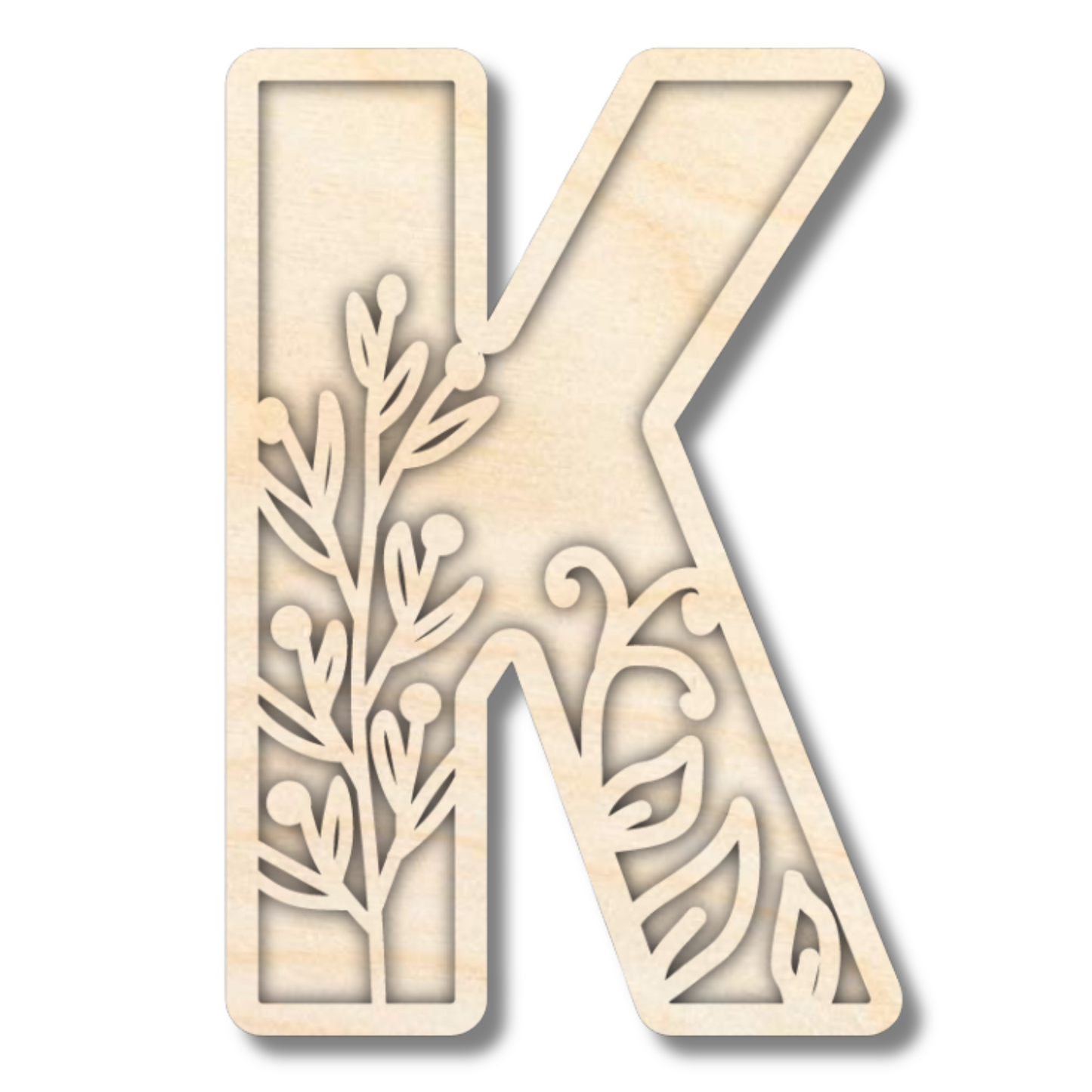 Unfinished Wood Layered Themed Letters | Wild Flowers | A-Z | 2 Piece | up to 24"