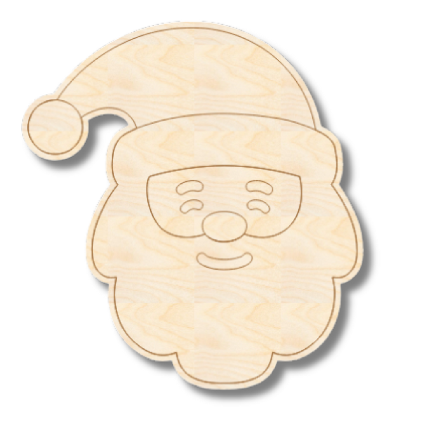 Unfinished Wood Etched Santa Head Shape | Paint By Line Crafts | up to 30" DIY