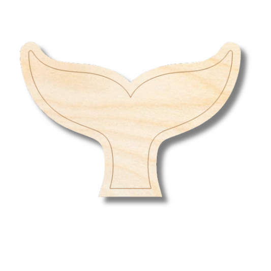 Unfinished Wood Etched Whale Tail Shape | Paint By Line Crafts | up to 30" DIY