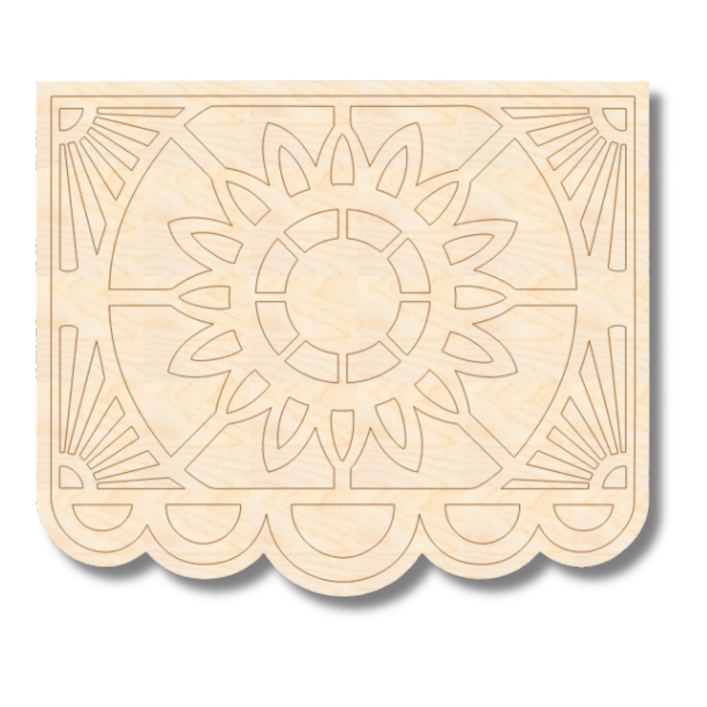 Unfinished Wood Etched Decoration Flag Shape | Paint By Line Crafts | up to 30" DIY