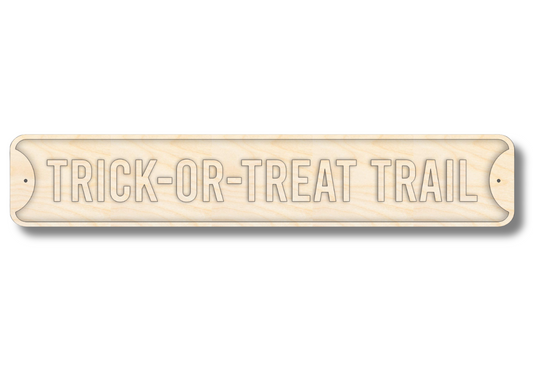 Unfinished Wood Trick-Or-Treat Trail Street Sign | 3 Piece | Layered Street Sign | up to 46" DIY