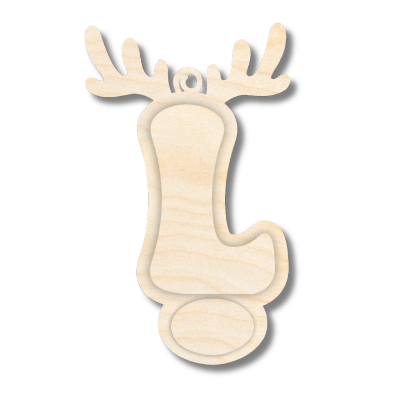 Unfinished Wood Layered Letter and Number Reindeer Ornaments | A-Z | 0-9 | 3 Piece | 6" Tall | 1/8" Wood | Wood Craft DIY