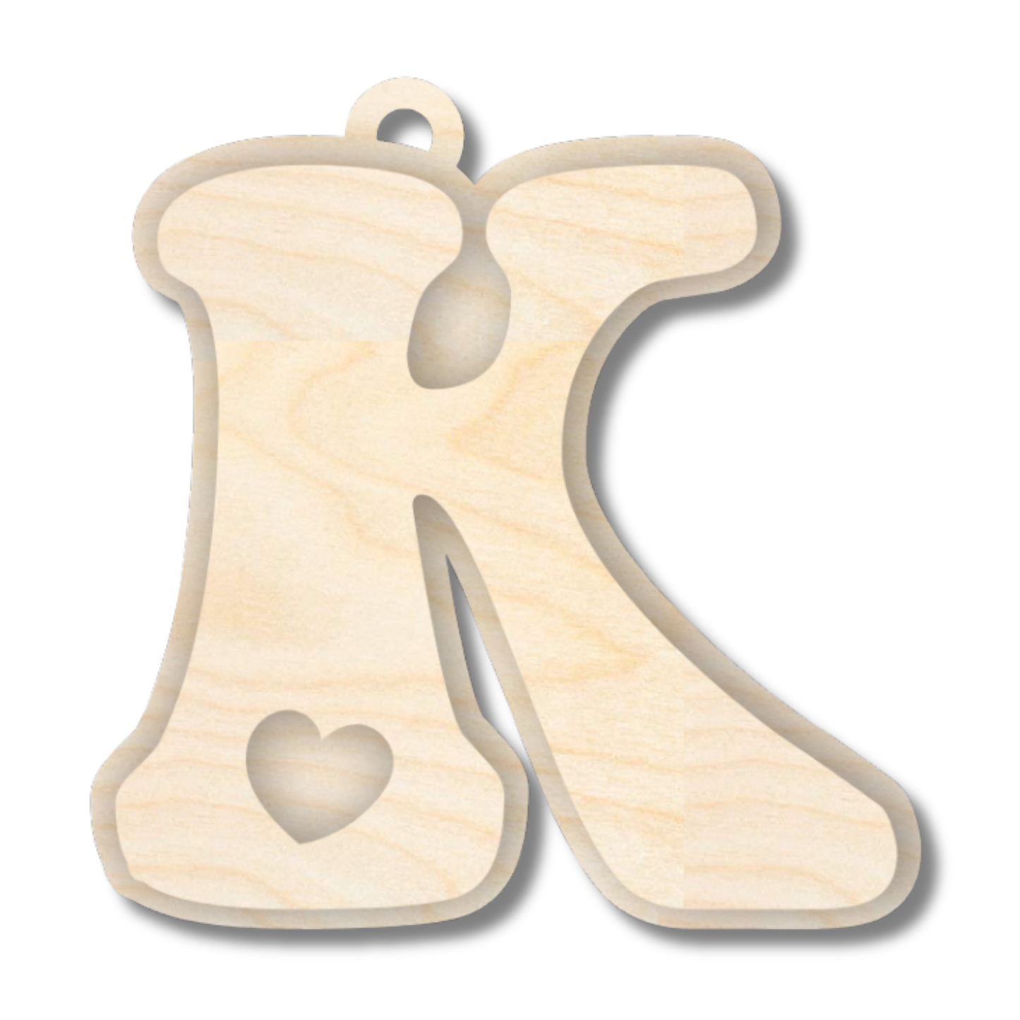 Unfinished Wood Layered Letter Valentines Tags | A-Z | 2 Piece | 6" Tall | 1/8" Wood | Wood Craft DIY