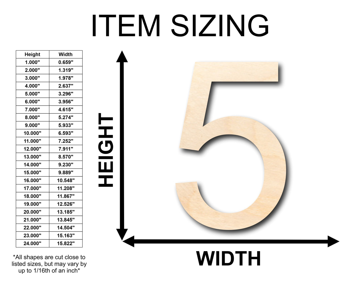 Unfinished Wood Arial Number 5 Shape - Craft - up to 46" DIY