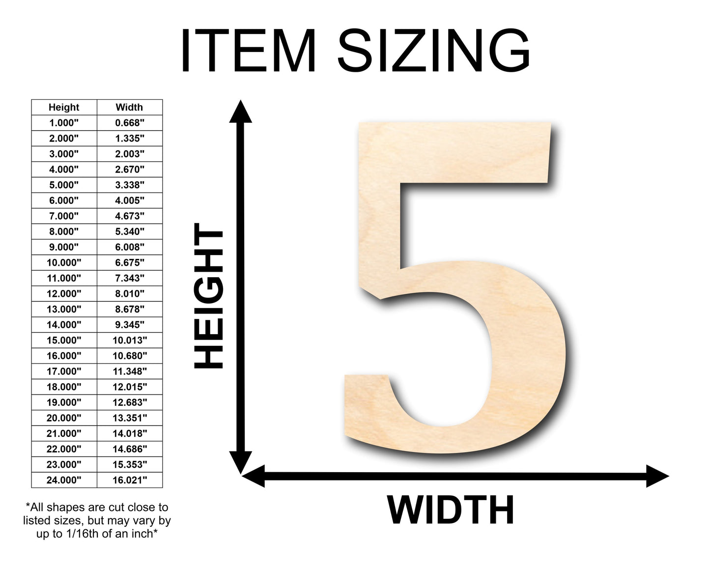 Unfinished Wood Cambria Number 5 Shape - Craft - up to 46" DIY