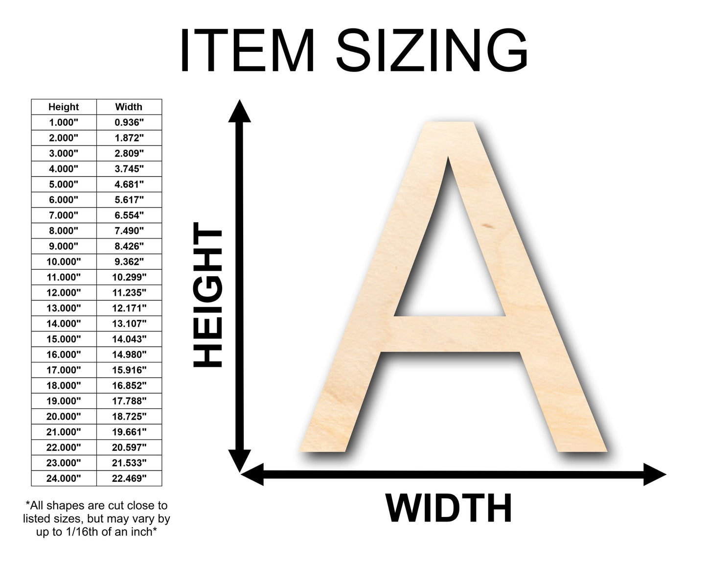 Unfinished Wood Arial Letter A Shape - Craft - up to 46" DIY