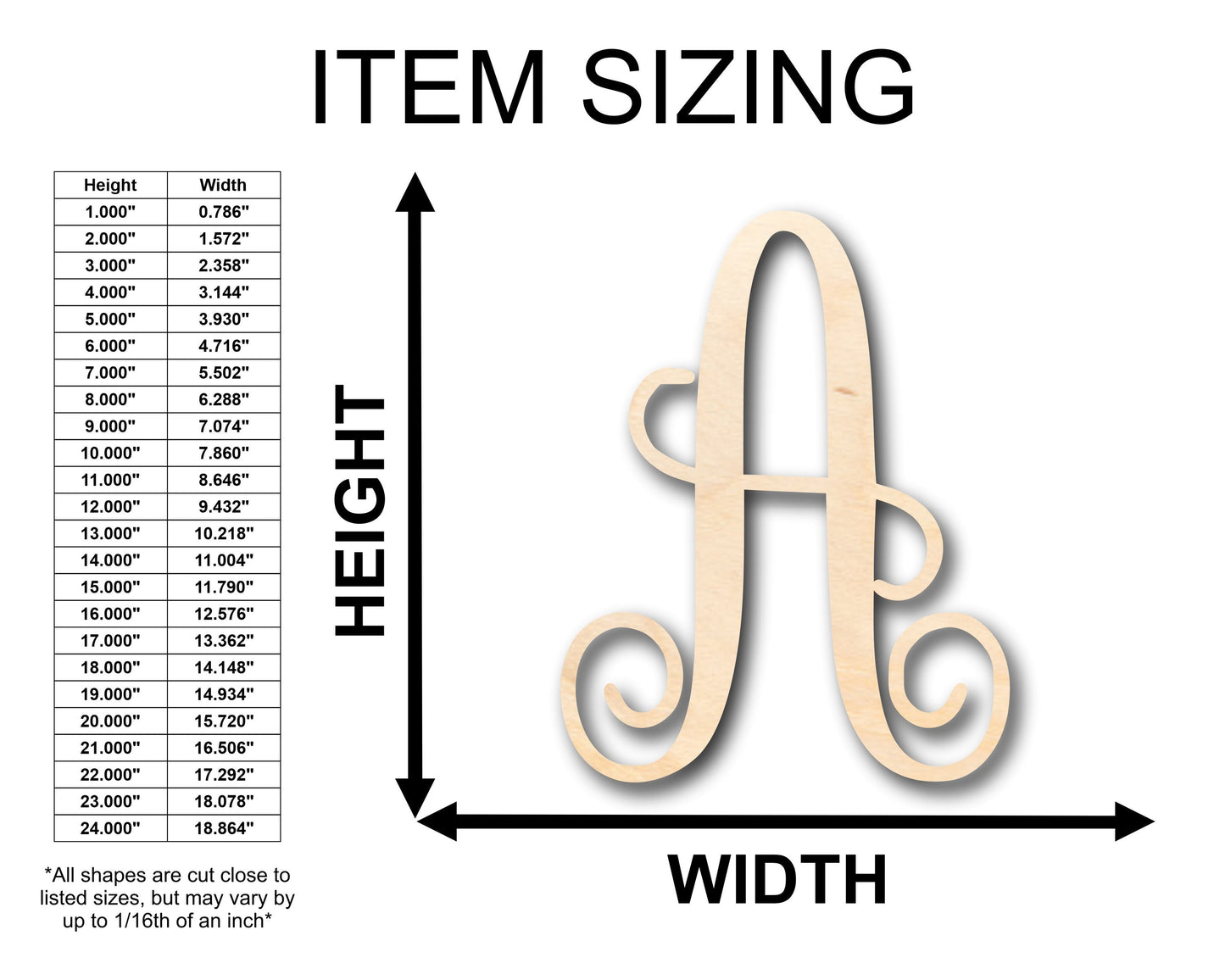 Unfinished Wood Monogram A Shape - Craft - up to 46" DIY