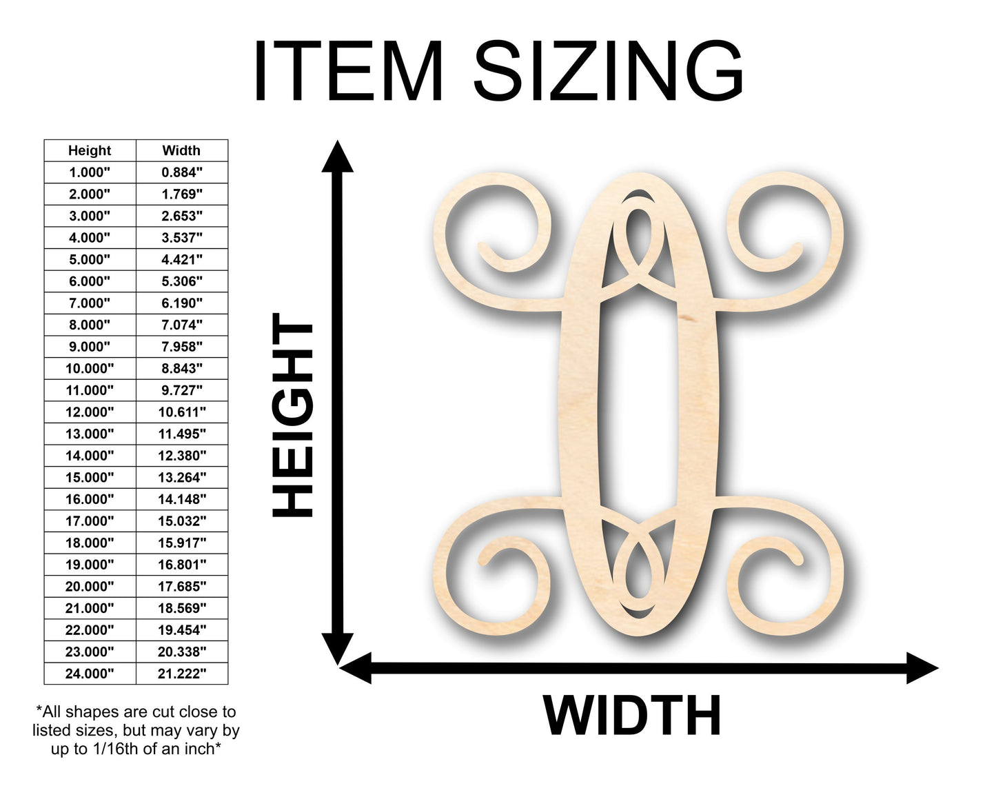 Unfinished Wood Monogram O Shape - Craft - up to 46" DIY