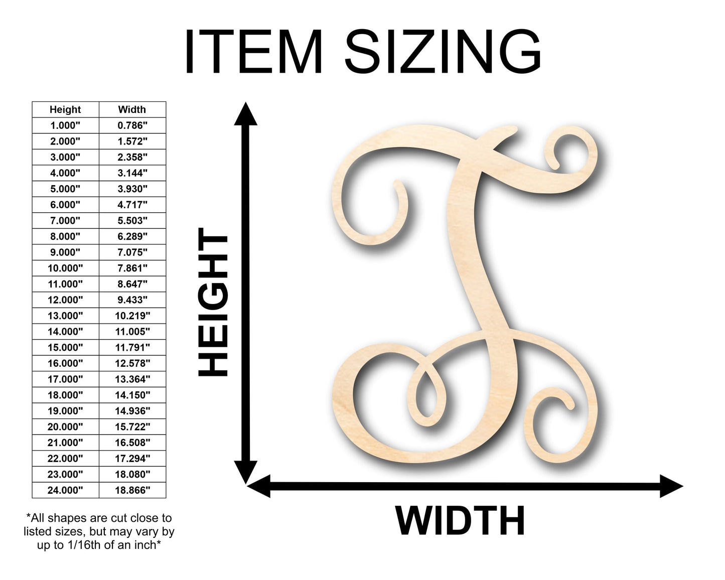 Unfinished Wood Monogram T Shape - Craft - up to 46" DIY