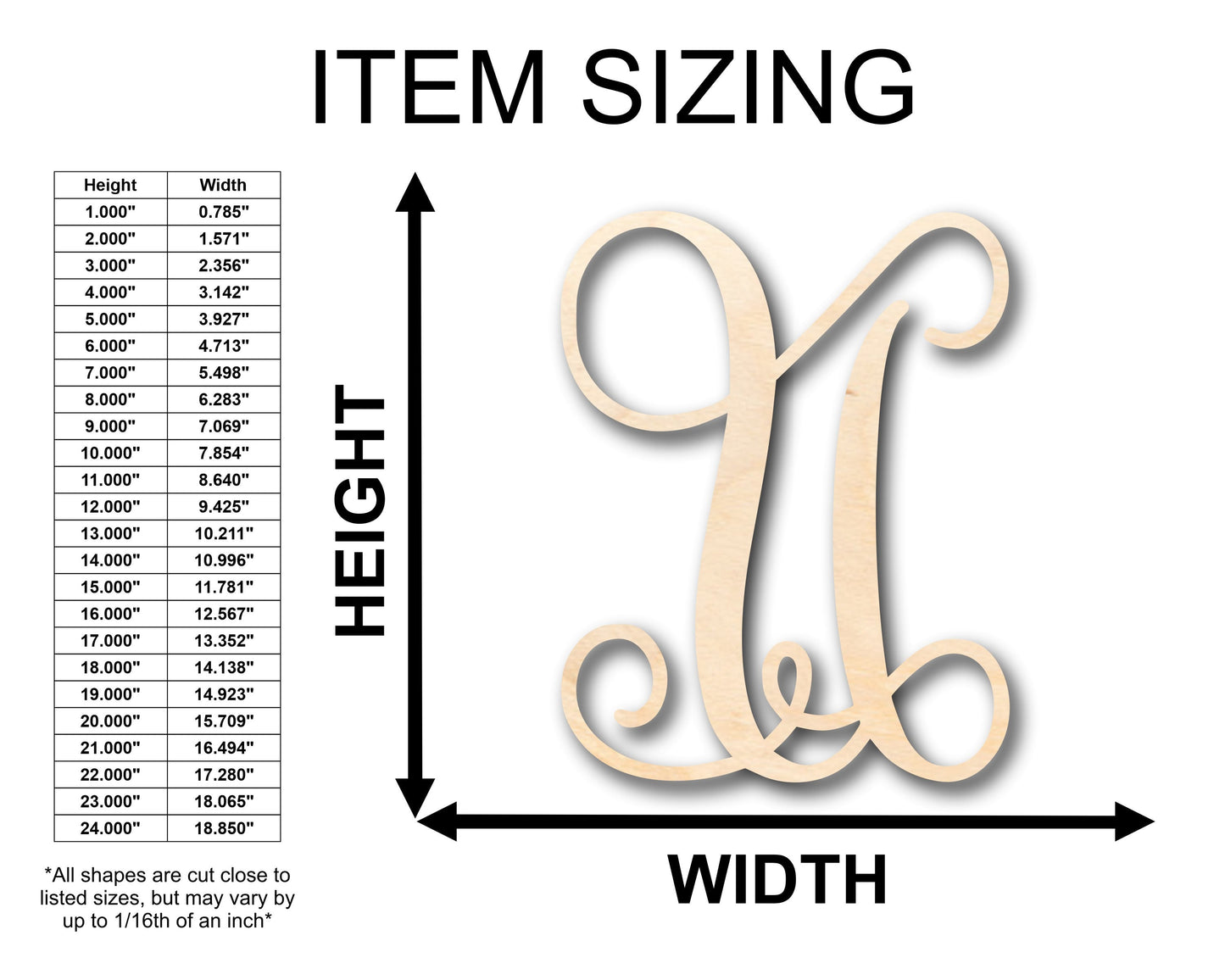 Unfinished Wood Monogram U Shape - Craft - up to 46" DIY