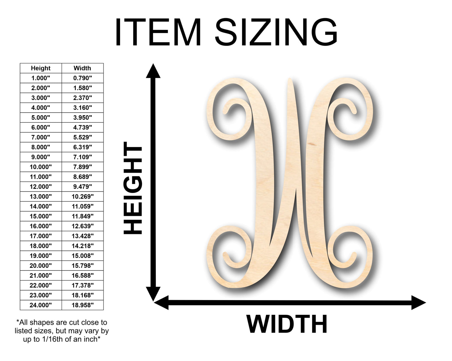 Unfinished Wood Monogram W Shape - Craft - up to 46" DIY