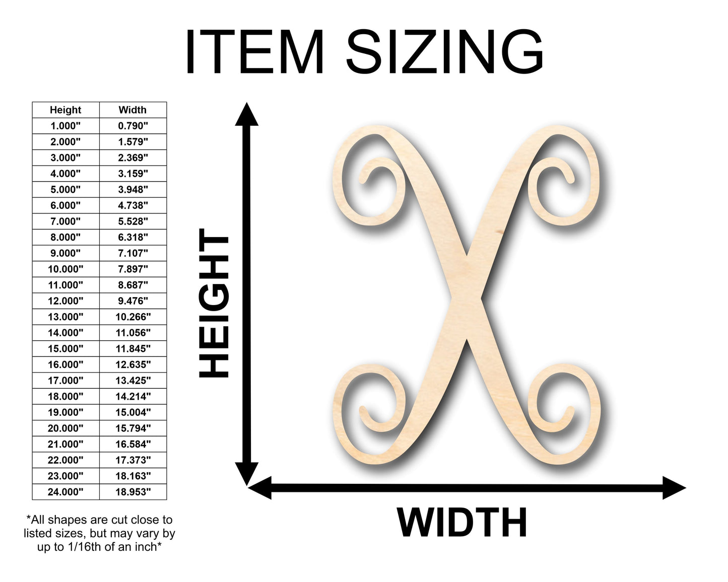 Unfinished Wood Monogram X Shape - Craft - up to 46" DIY