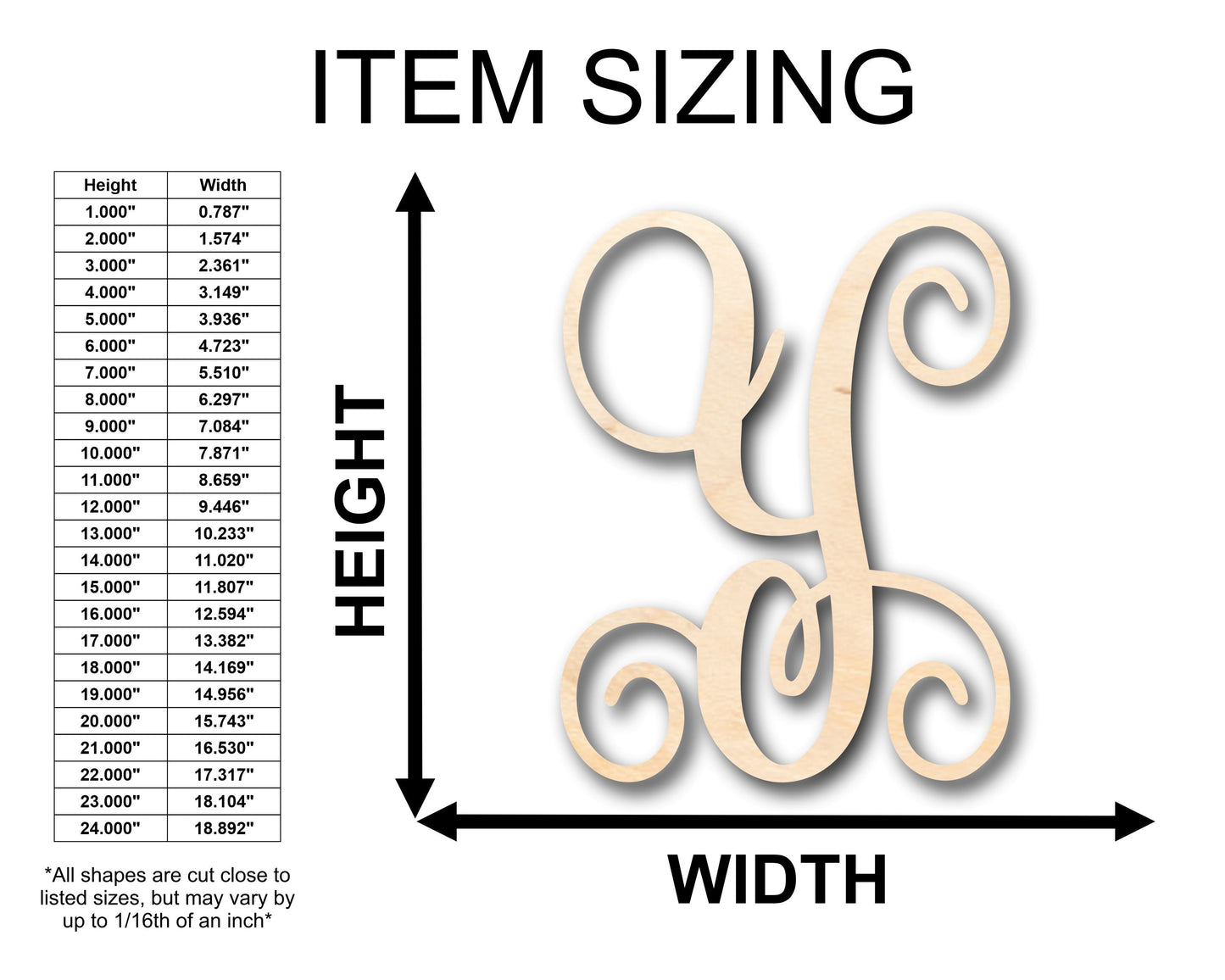 Unfinished Wood Monogram Y Shape - Craft - up to 46" DIY