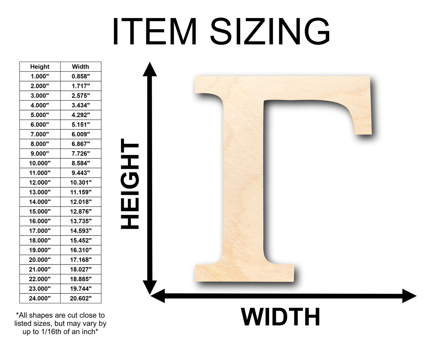 Unfinished Wood Bold Gamma Shape - Craft - up to 46" DIY