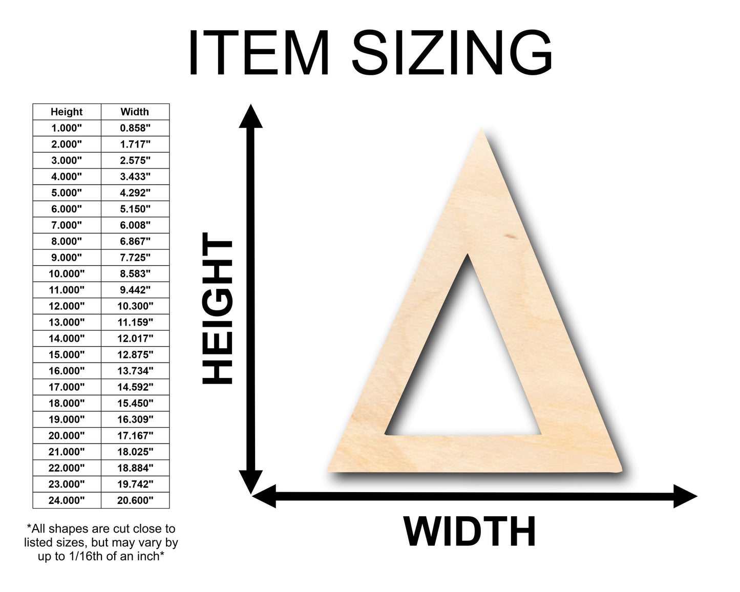 Unfinished Wood Bold Delta Shape - Craft - up to 46" DIY