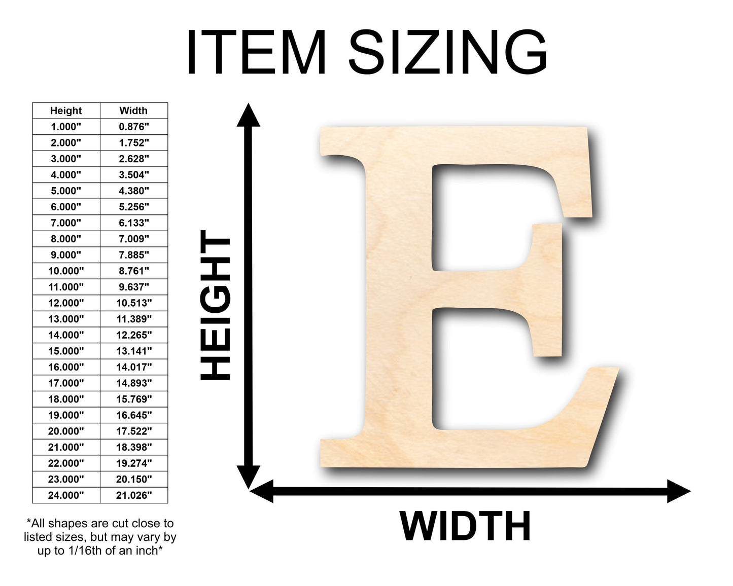 Unfinished Wood Bold Epsilon Shape - Craft - up to 46" DIY