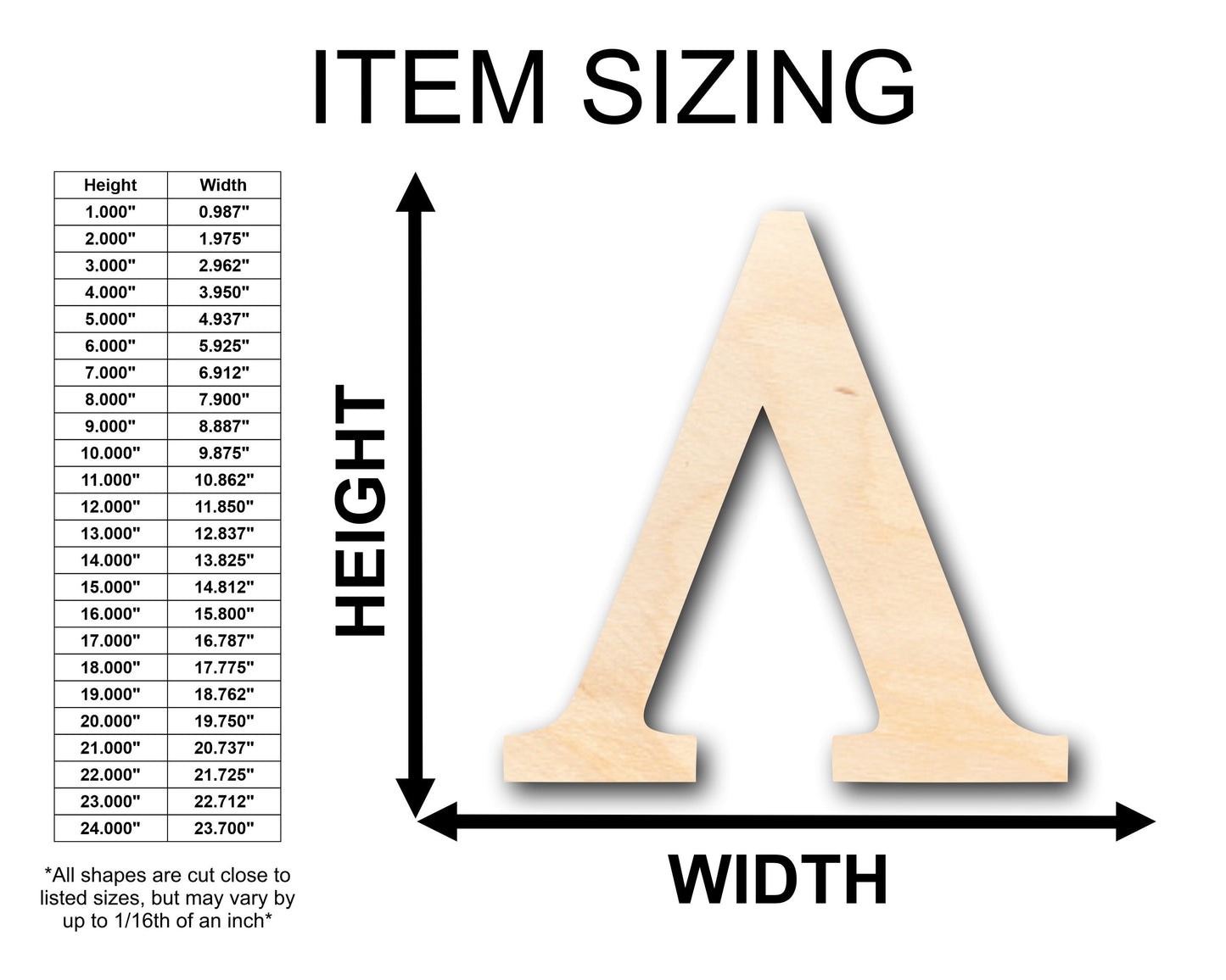 Unfinished Wood Bold Lambda Shape - Craft - up to 46" DIY