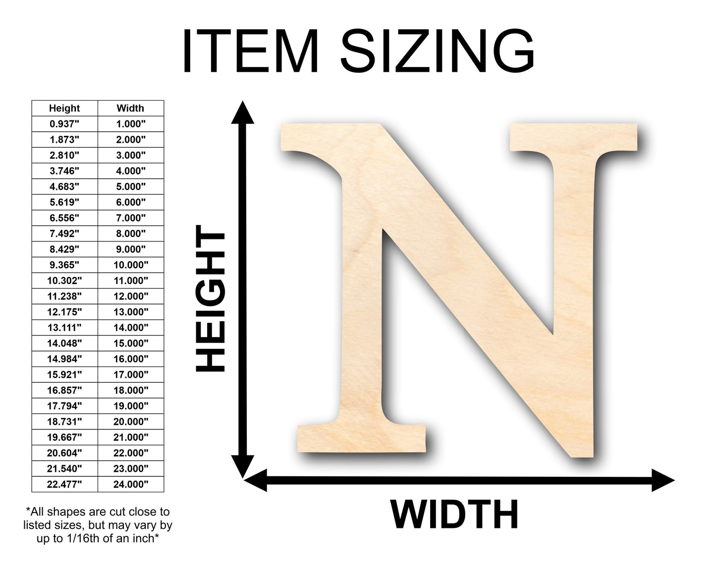 Unfinished Wood Bold Nu Shape - Craft - up to 46" DIY