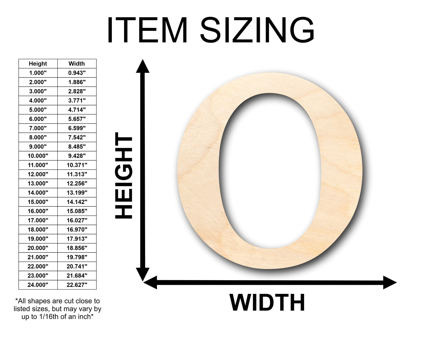 Unfinished Wood Bold Omicron Shape - Craft - up to 46" DIY