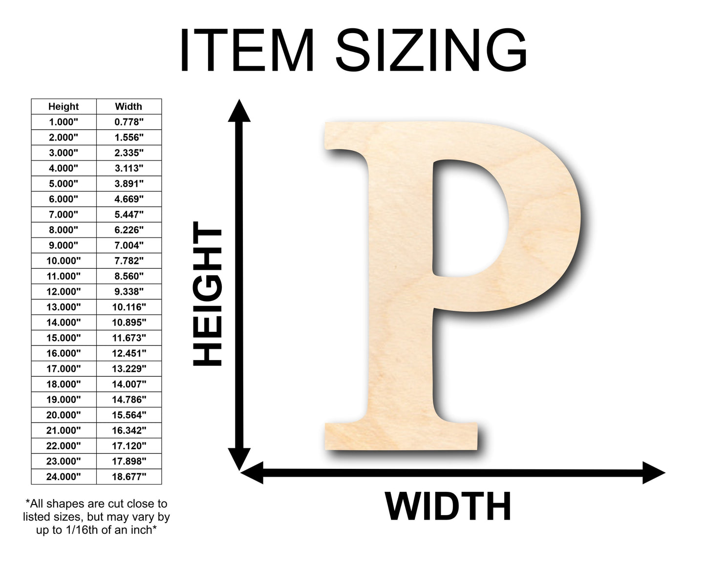 Unfinished Wood Bold Rho Shape - Craft - up to 46" DIY