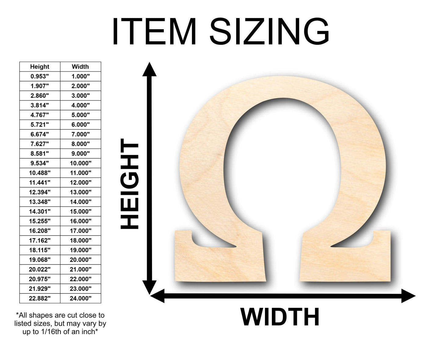 Unfinished Wood Bold Omega Shape - Craft - up to 46" DIY