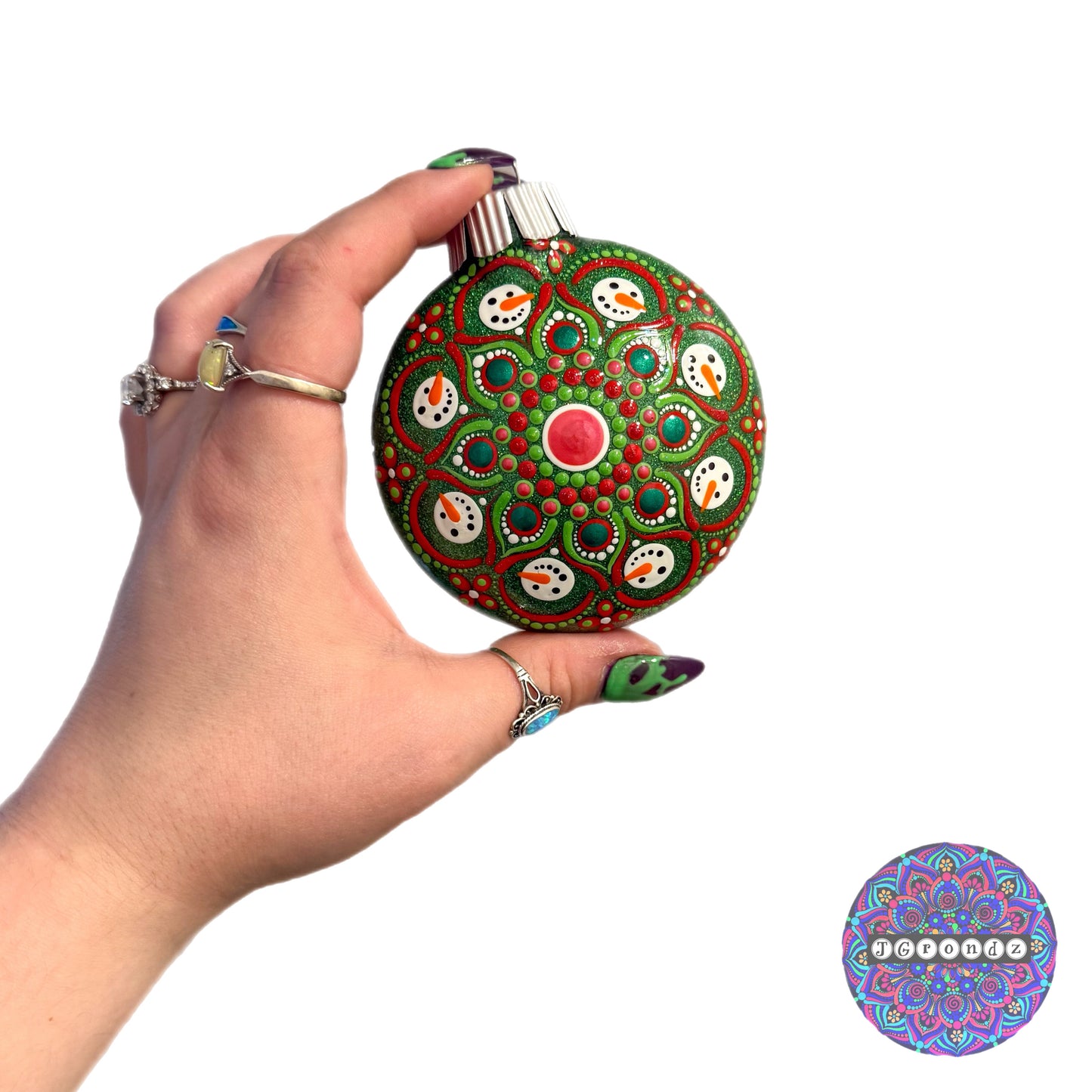 3” Snowman Mandala Glitter Ornament