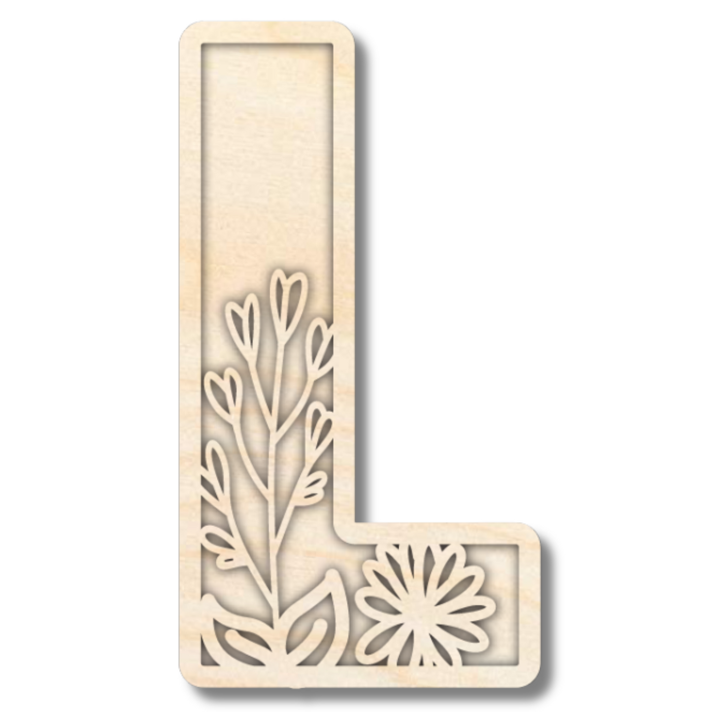 Unfinished Wood Layered Themed Letters | Wild Flowers | A-Z | 2 Piece | up to 24"