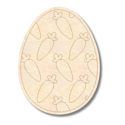 Unfinished Wood Etched Carrot Easter Egg Shape | Paint By Line Crafts | up to 30" DIY