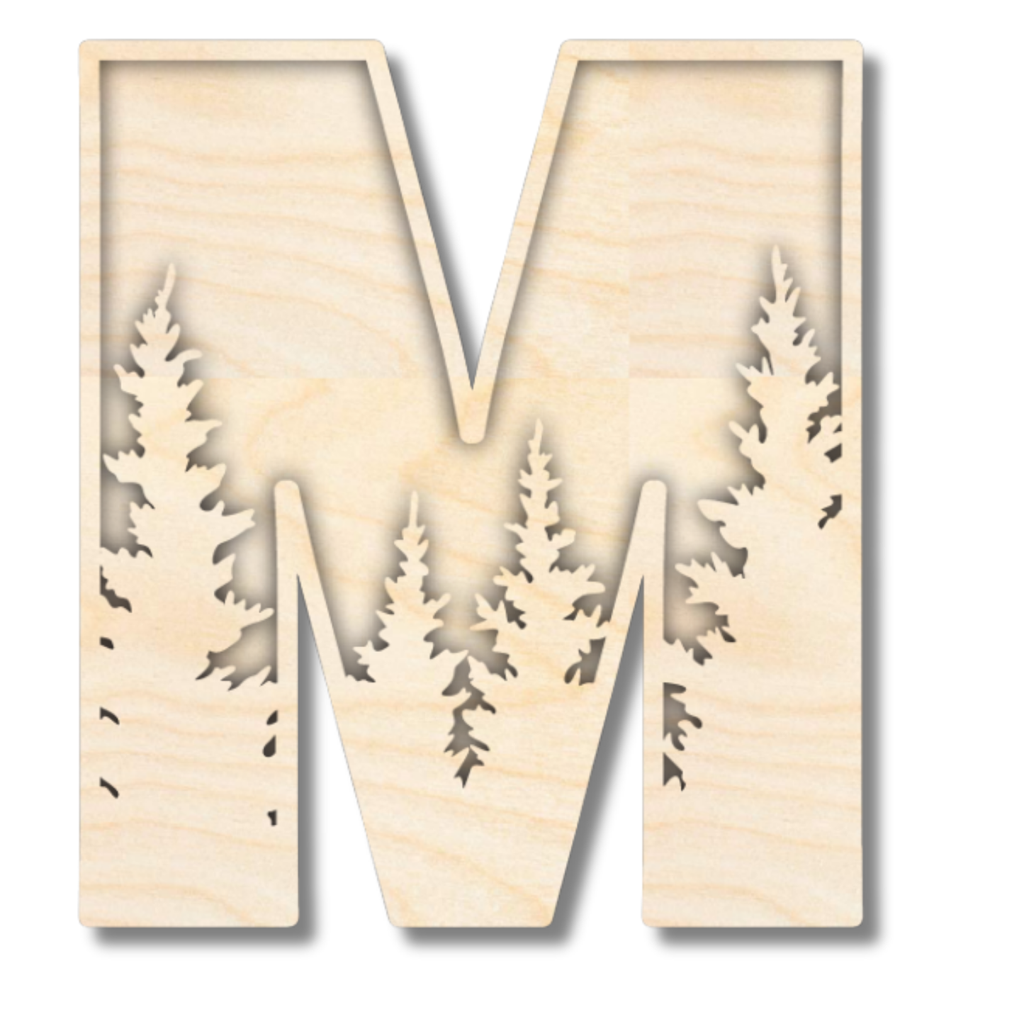 Unfinished Wood Layered Themed Letters | Pine Trees | A-Z | 2 Piece | up to 24"