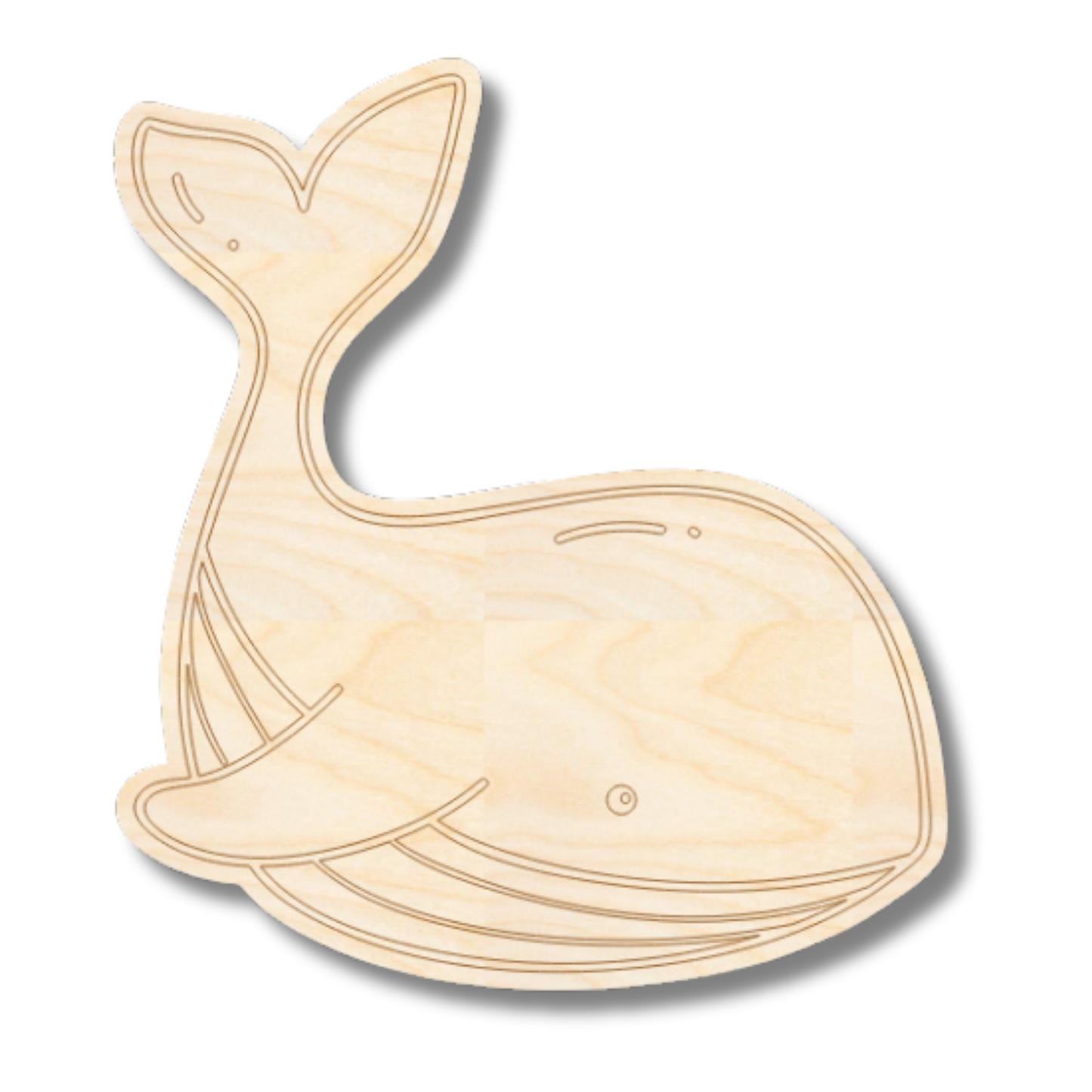 Unfinished Wood Etched Whale Shape | Paint By Line Crafts | up to 30" DIY
